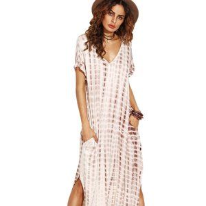 MakeMeChic Women's Boho Casual Maxi Short Sleeve